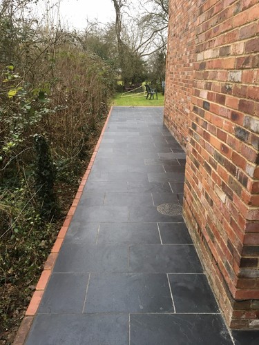 Black slate paving patio - paving,